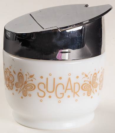 Butterfly Gold (Corelle) Glass Sugar Bowl & Plastic Lid