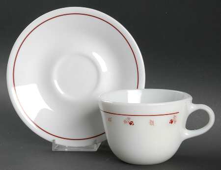 Burgundy (Corelle) Flat Cup & Saucer Set