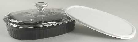 Classic Black 1.5 Quart Oval Covered Casserole W/Glass & Plastic