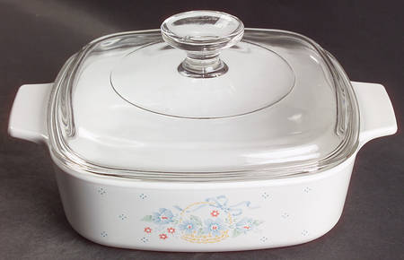 Country Cornflower 1 Qt Square Casserole w/Glass or Plastic Lid