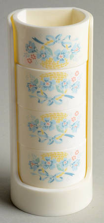 Country Cornflower Plastic Napkin Ring - Set of 4 & Tray