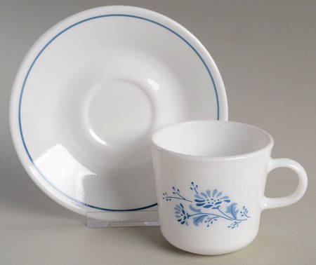 Colonial Mist Flat Cup & Saucer Set