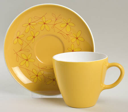 Coordinates Yellow Flat Cup & Saucer Set