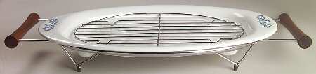 Cornflower Blue 16" Oval Roaster with Metal Rack & Holder by Corning Corelle