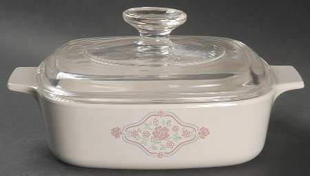English Breakfast (Corelle) 1 Qt Square Casserole w/Glass or Plastic Lid
