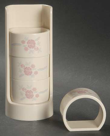 English Breakfast (Corelle) Plastic Napkin Ring - Set of 4 & Tray