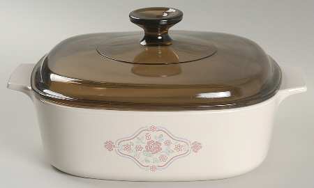 English Breakfast (Corelle) 2 Quart Square Casserole with Lid
