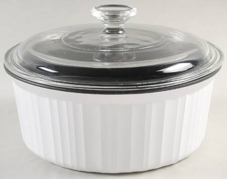 French White 2.5 Qt Round Covered Casserole