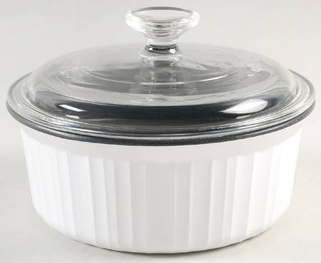 French White 1.5 Qt Round Covered Casserole