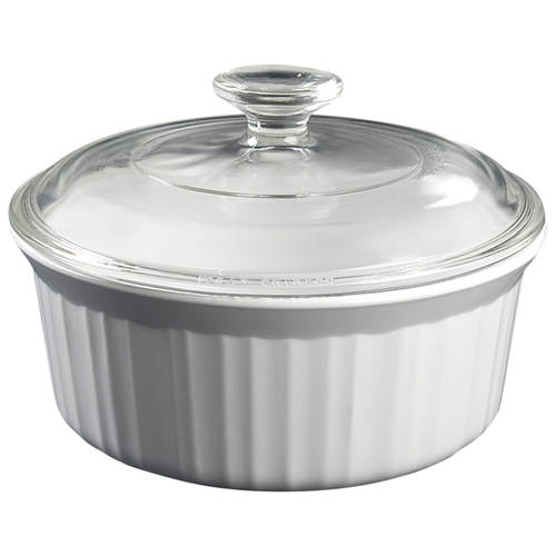 French White 1.5 Qt Round Covered Casserole