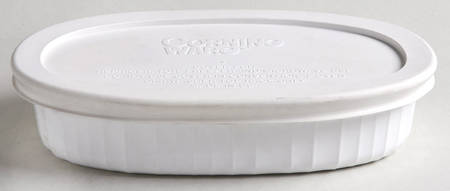 French White Non Stick Oval Individual Casserole & Plastic Lid