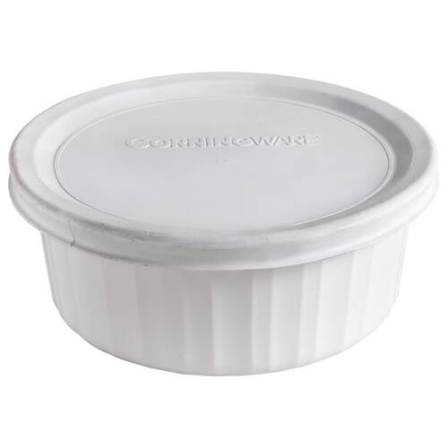 French White Individual Casserole & Plastic Lid