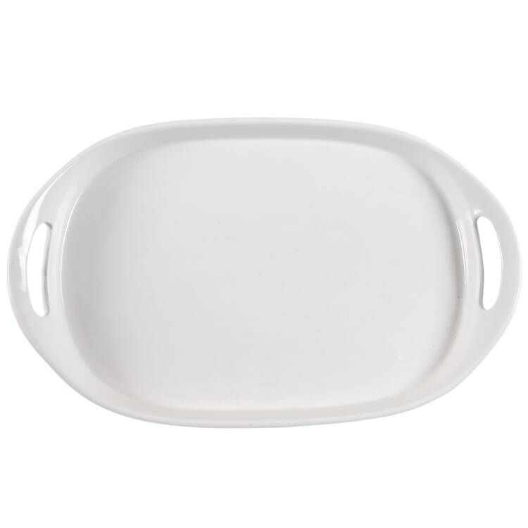French White 16" Oval Platter No Wood Insert