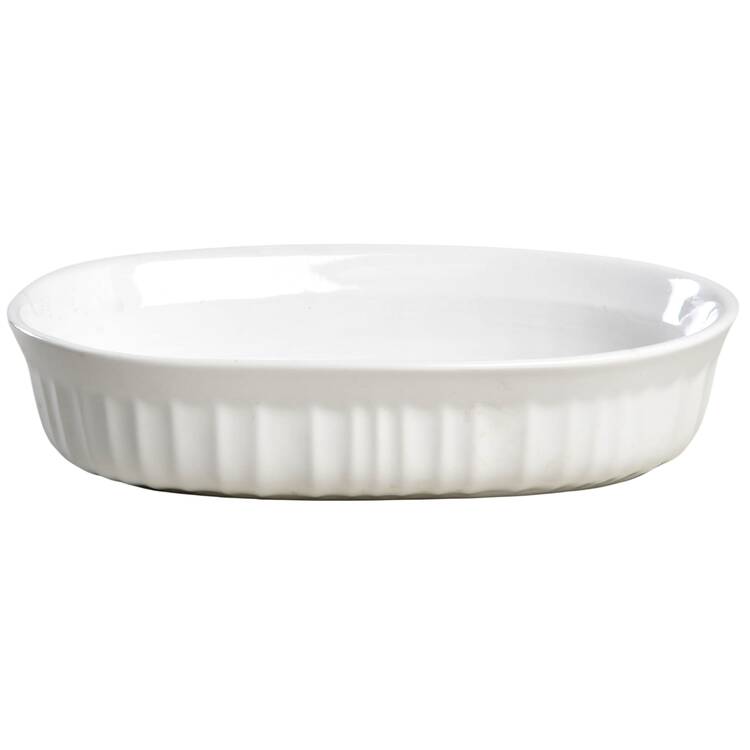 French White Oval Individual Casserole No Vented Plastic Lid