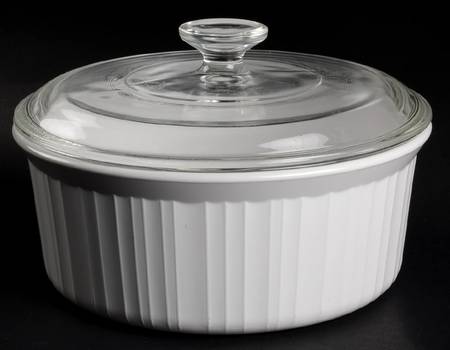 French White 2.5 Qt Round Covered Casserole