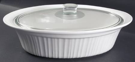 French White 4 Quart Roaster & Glass Lid