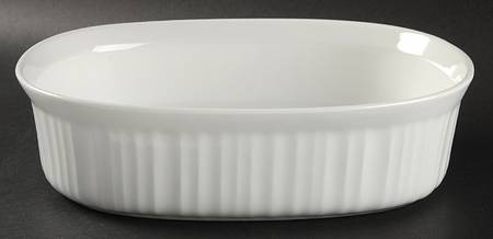 French White 2.5 Quart Oval Covered Casserole No Lid