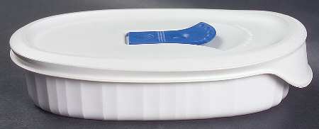 French White Oval Individual Casserole & Vented Plastic Lid