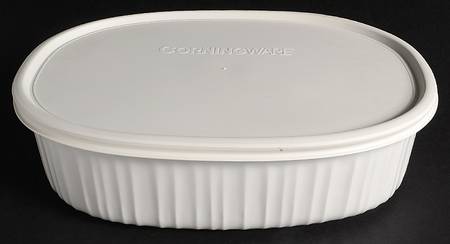 French White 2.5 Qt Oval Covered Casserole