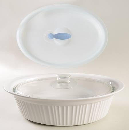 French White 4 Quart Roaster W/Glass & Plastic Vented Lid