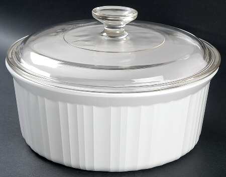 French White 2.5 Qt Teflon Round Covered Casserole