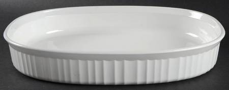 French White 11" Oval Baker