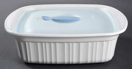 French White 8" Square Baker & Tabless Plastic Storage Cover