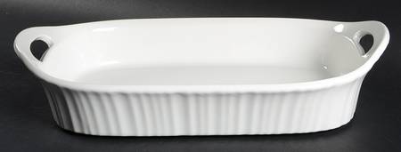 French White 13"  Rectangular Baker