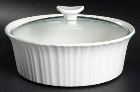 French White 2.5 Qt Round Covered Casserole