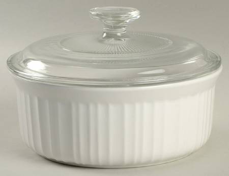French White 1.5 Qt Round Covered Casserole