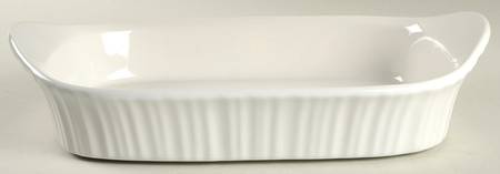 French White 12" Rectangular Baker