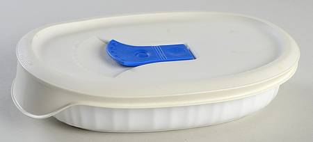 French White Oval Individual Casserole & Vented Plastic Lid