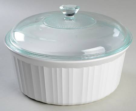 French White 2.5 Qt Round Covered Casserole
