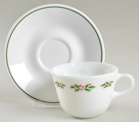 Holly Days (Corelle) Flat Cup & Saucer Set
