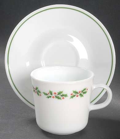 Holly Days (Corelle) Flat Cup & Saucer Set