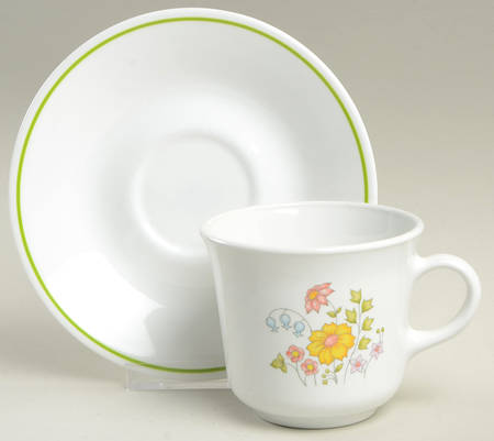 Meadow (Corelle) Flat Cup & Saucer Set