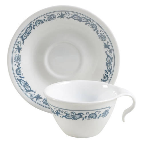 Old Town Blue (Corelle) Flat Cup & Saucer Set