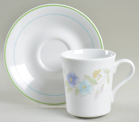Pastel Bouquet (Corelle) Flat Cup & Saucer Set