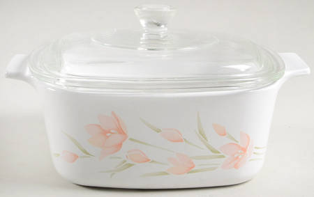Peach Floral (Corelle) 1.5 Quart Square Casserole with Lid