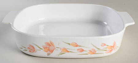 Peach Floral (Corelle) 2.5 Quart Square Casserole No Lid