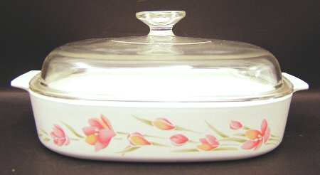 Peach Floral (Corelle) 2.5 Quart Square Casserole with Lid