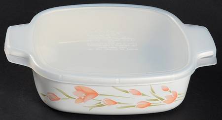 Peach Floral (Corelle) 1 Quart Square Casserole with Lid