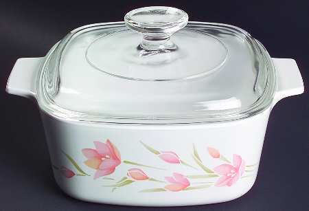Peach Floral (Corelle) 1.5 Quart Square Casserole with Lid