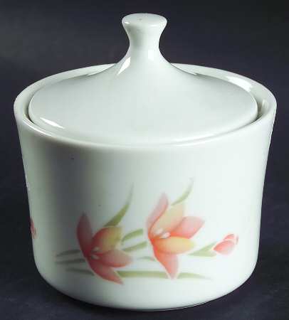 Peach Floral (Corelle) Sugar Bowl & Lid