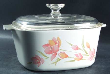 Peach Floral (Corelle) 3 Quart Square Casserole with Lid