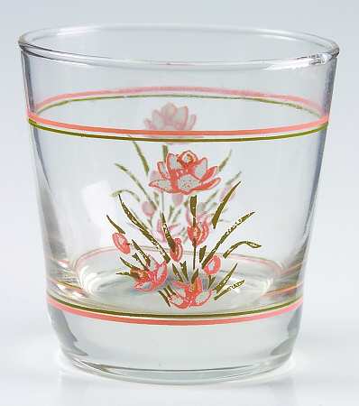 Peach Floral (Corelle) Glassware Old Fashioned