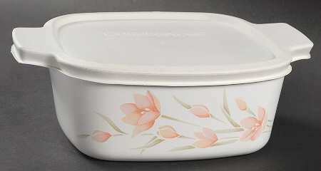 Peach Floral (Corelle) 1.5 Quart Square Casserole with Lid