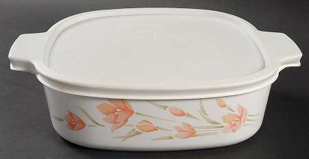 Peach Floral (Corelle) 2 Quart Square Casserole with Lid