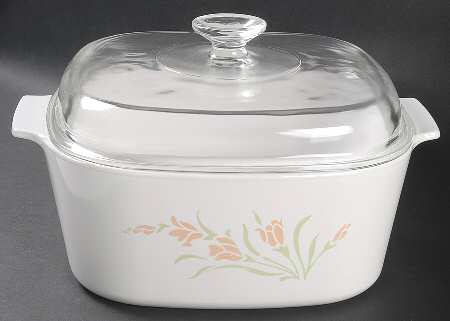 Peach Garland (Corelle) 5 Quart Square Casserole with Glass Lid