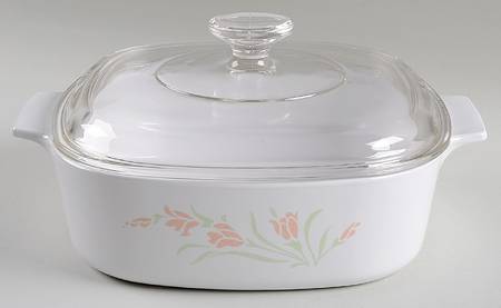 Peach Garland (Corelle) 2 Quart Square Casserole with Lid
